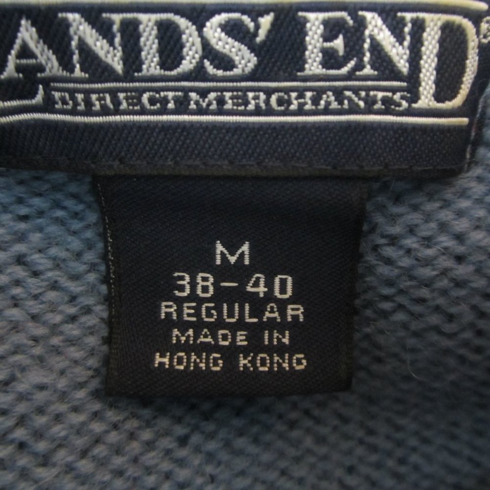 Vtg Lands End Mens M Blue Nordic Wool Ski Sweater - Picture 4 of 8